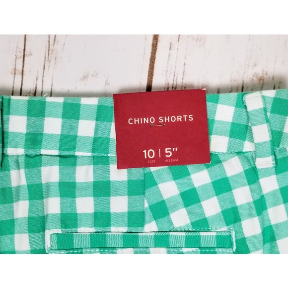 Merona Green White Check Women's Chino Shorts NWT - Picture 3 of 5